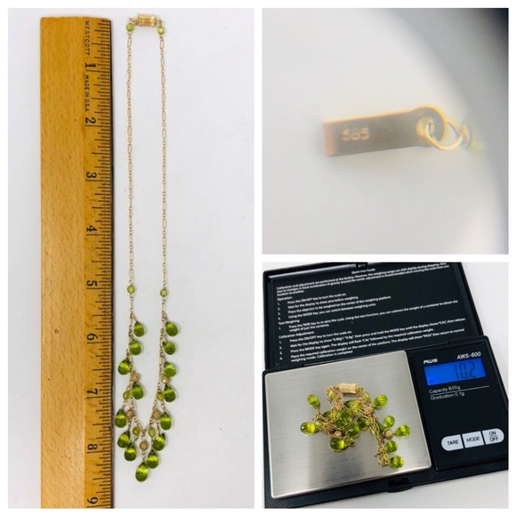 Solid 14K green peridot necklace, 10.2g NWOT - Picture 11 of 11